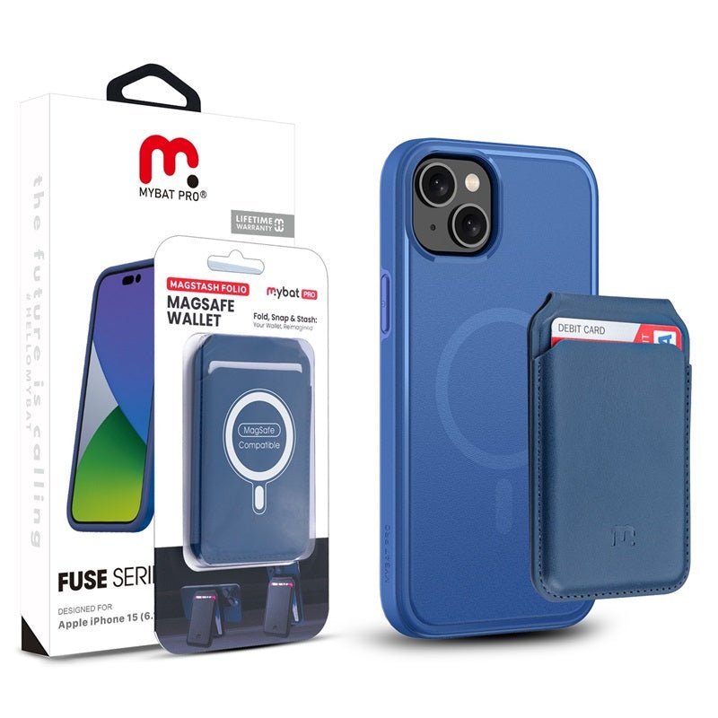 MyBat Pro Fuse Series Case Bundle + MagStash Wallet Folio for Apple iPhone 15 (6.1)