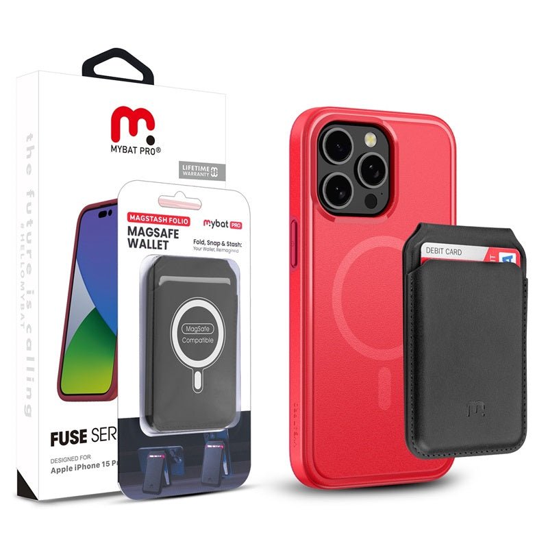 MyBat Pro Fuse Series Case Bundle + MagStash Wallet Folio for Apple iPhone 15 Pro (6.1)iPhone 15 Pro