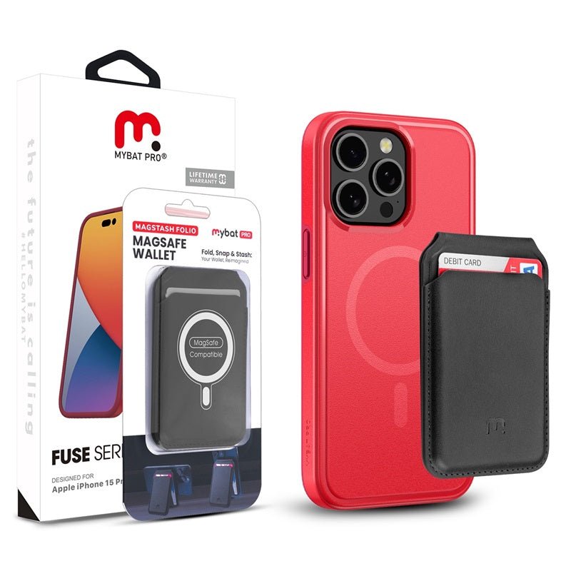 MyBat Pro Fuse Series Case Bundle + MagStash Wallet Folio for Apple iPhone 15 Pro Max (6.7)iPhone 15 Pro Max