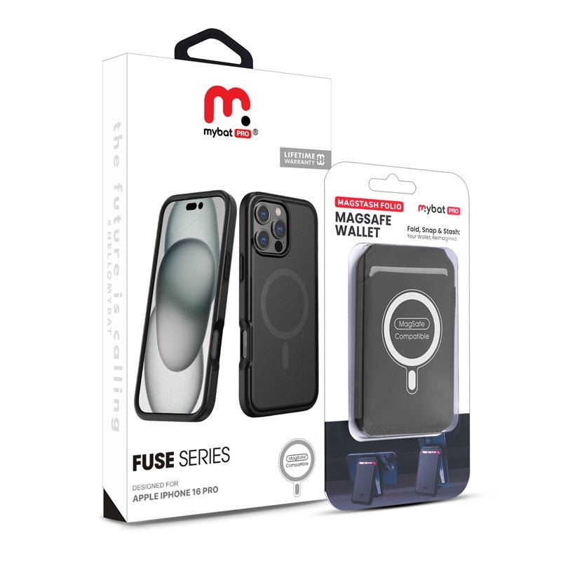 MyBat Pro Fuse Series Case Bundle + MagStash Wallet Folio for Apple iPhone 16 Pro