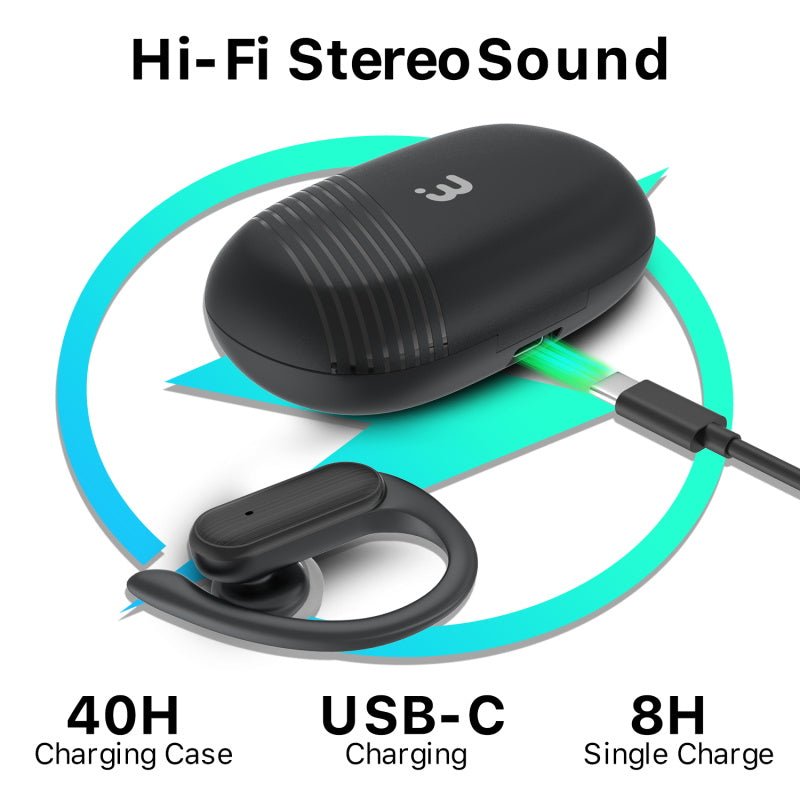 MyBat Pro Glide True Wireless Earhooks Earbuds with Charging Case - BlackMyBat Pro