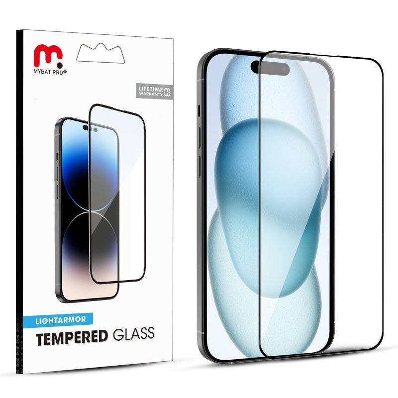 MyBat Pro LightArmor Tempered Glass Screen Protector for Apple iPhone 15 (6.1) - BlackMyBat Pro