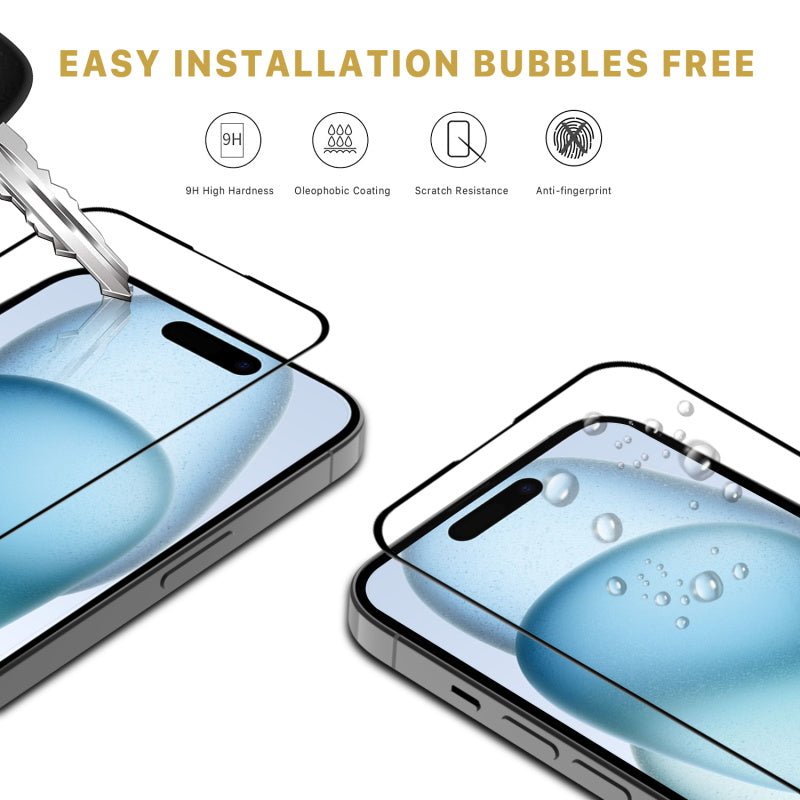 MyBat Pro LightArmor Tempered Glass Screen Protector for Apple iPhone 15 (6.1) - BlackMyBat Pro