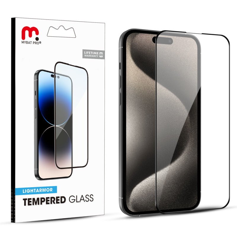 MyBat Pro LightArmor Tempered Glass Screen Protector for Apple iPhone 15 Pro Max (6.7) - BlackiPhone 15 Pro Max