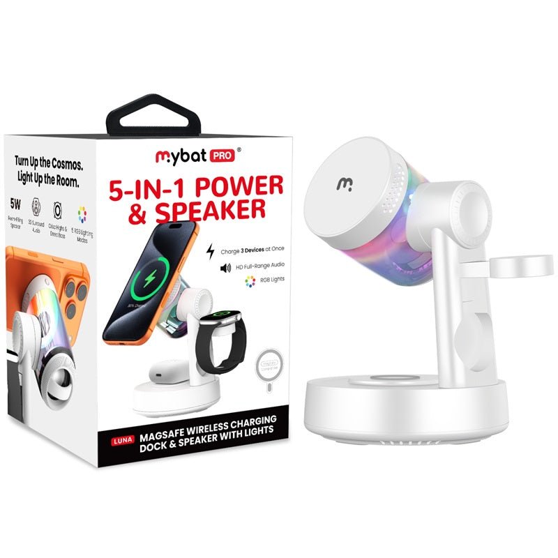 MyBat Pro Luna 5 - in - 1 MagSafe Wireless Charging Dock & Speaker with LightsMyBat Pro