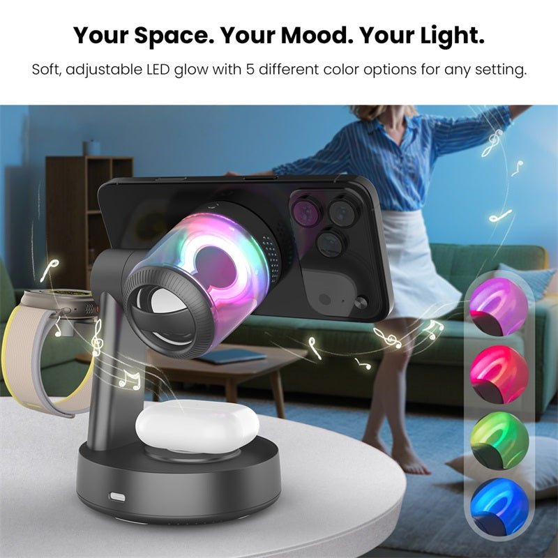 MyBat Pro Luna 5 - in - 1 MagSafe Wireless Charging Dock & Speaker with LightsMyBat Pro