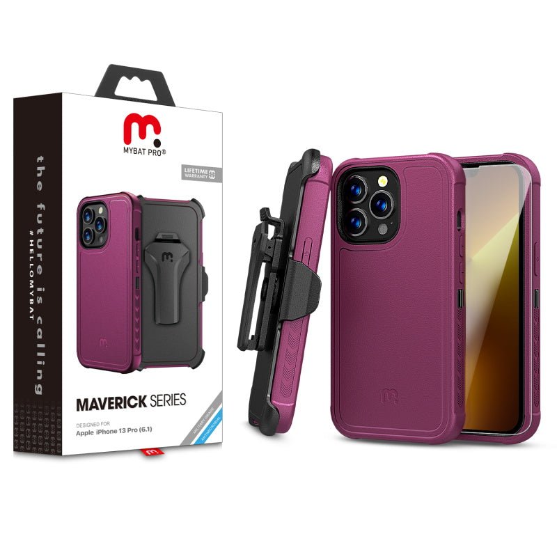 MyBat Pro Maverick Series Case w/ Holster and Tempered Glass for Apple iPhone 13 Pro (6.1)iPhone 13 Pro