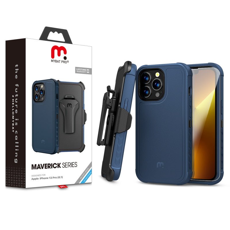 MyBat Pro Maverick Series Case w/ Holster and Tempered Glass for Apple iPhone 13 Pro (6.1)iPhone 13 Pro