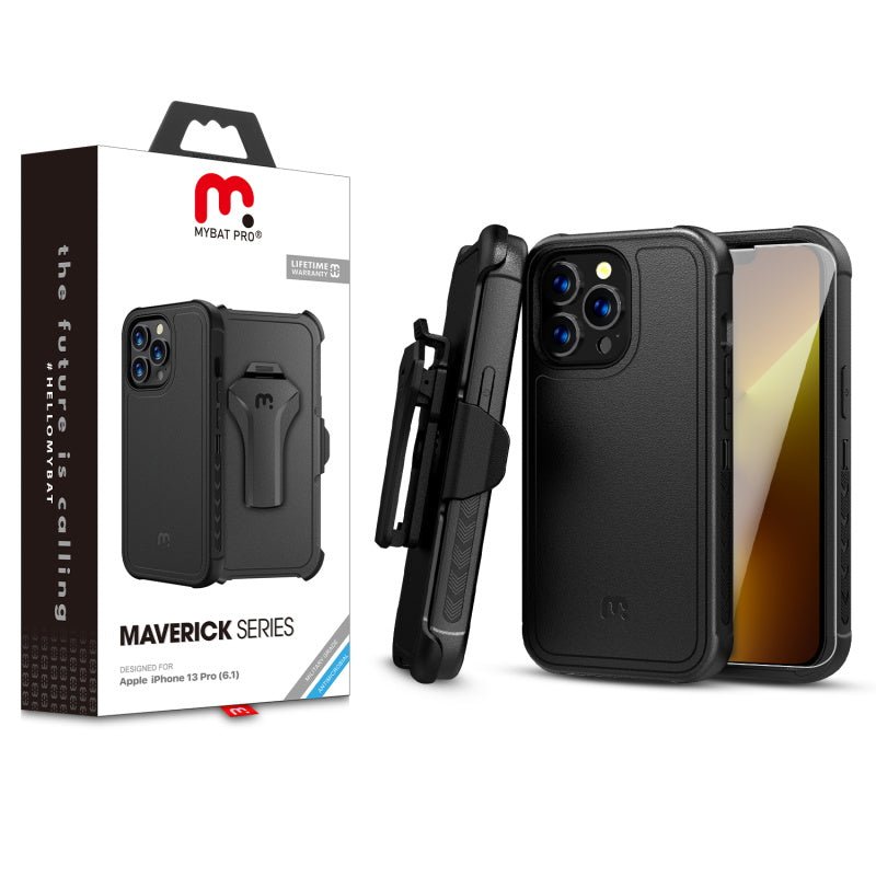 MyBat Pro Maverick Series Case w/ Holster and Tempered Glass for Apple iPhone 13 Pro (6.1)iPhone 13 Pro
