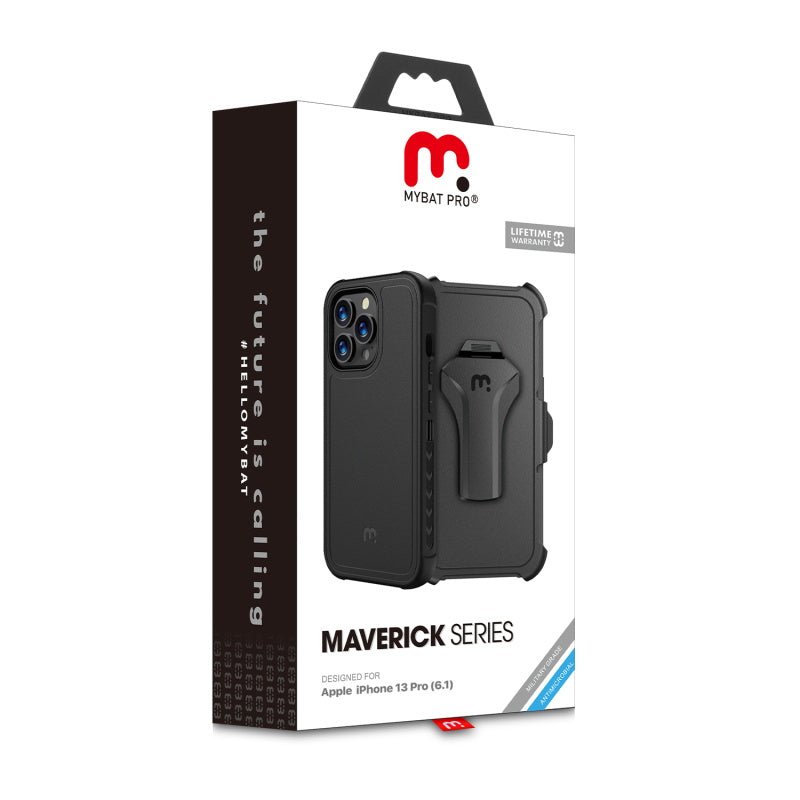 MyBat Pro Maverick Series Case w/ Holster and Tempered Glass for Apple iPhone 13 Pro (6.1)iPhone 13 Pro