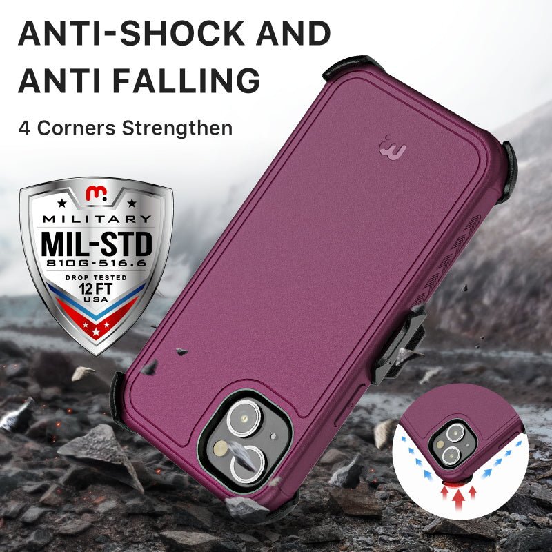 MyBat Pro Maverick Series Case w/ Holster and Tempered Glass for Apple iPhone 14 (6.1) / 13 (6.1)iPhone 14/13