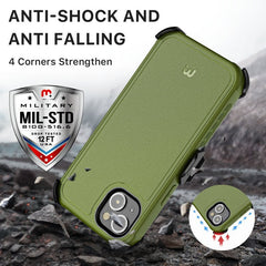 MyBat Pro Maverick Series Case w/ Holster and Tempered Glass for Apple iPhone 16e / 14 / 13 - Army GreenMyBat Pro