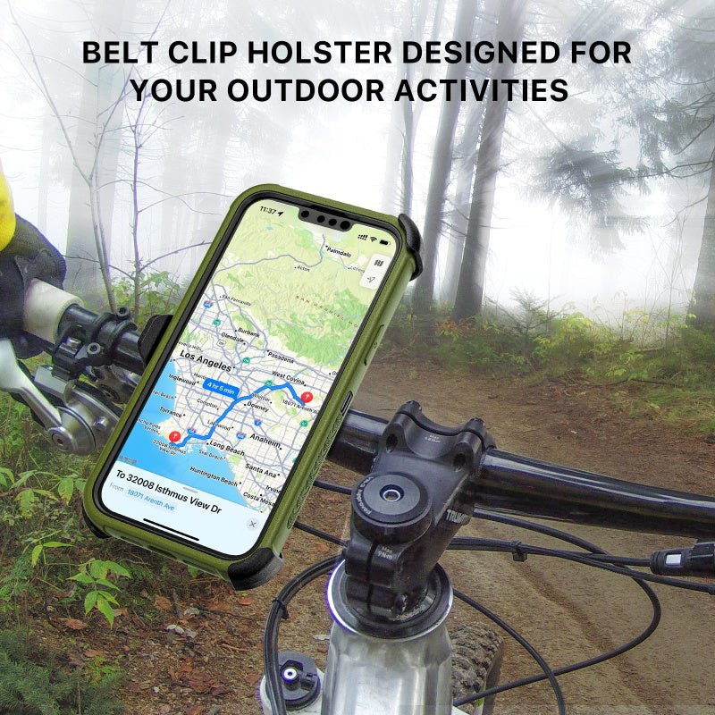 MyBat Pro Maverick Series Case w/ Holster and Tempered Glass for Apple iPhone 16e / 14 / 13 - Army GreenMyBat Pro