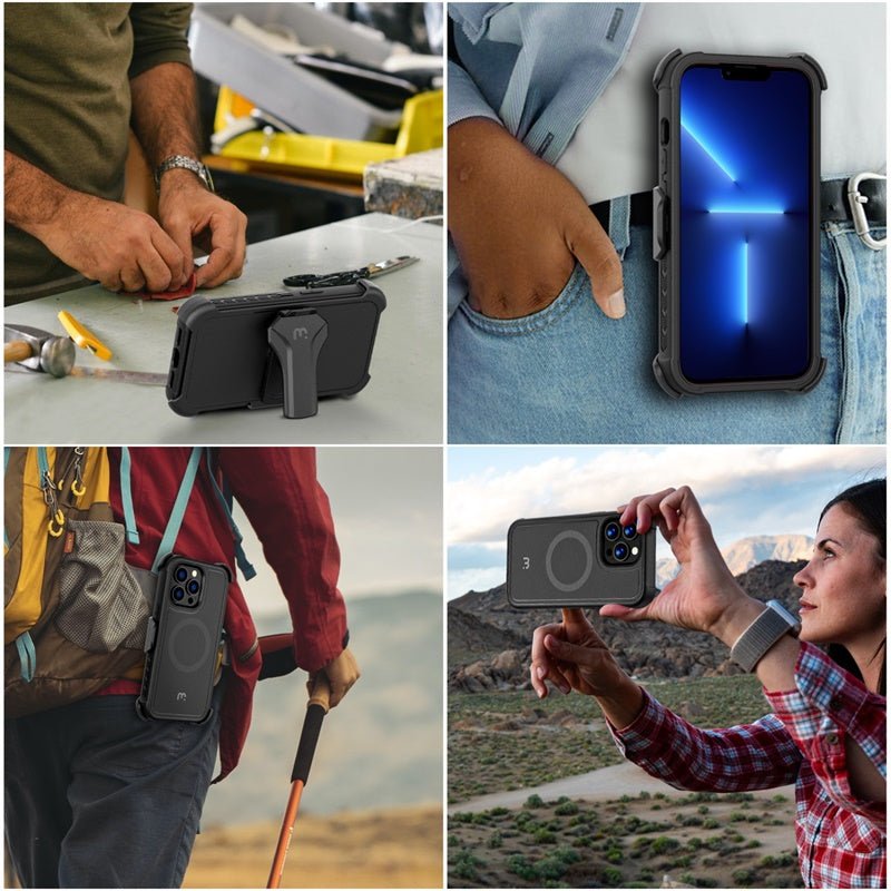 MyBat Pro Maverick Series MagSafe Case w/ Holster and Tempered Glass for Apple iPhone 13 Pro Max (6.7)iPhone 13 Pro Max