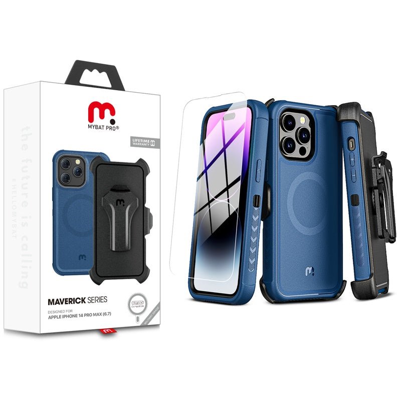 MyBat Pro Maverick Series MagSafe Case w/ Holster and Tempered Glass for Apple iPhone 14 Pro Max (6.7)iPhone 14 Pro Max