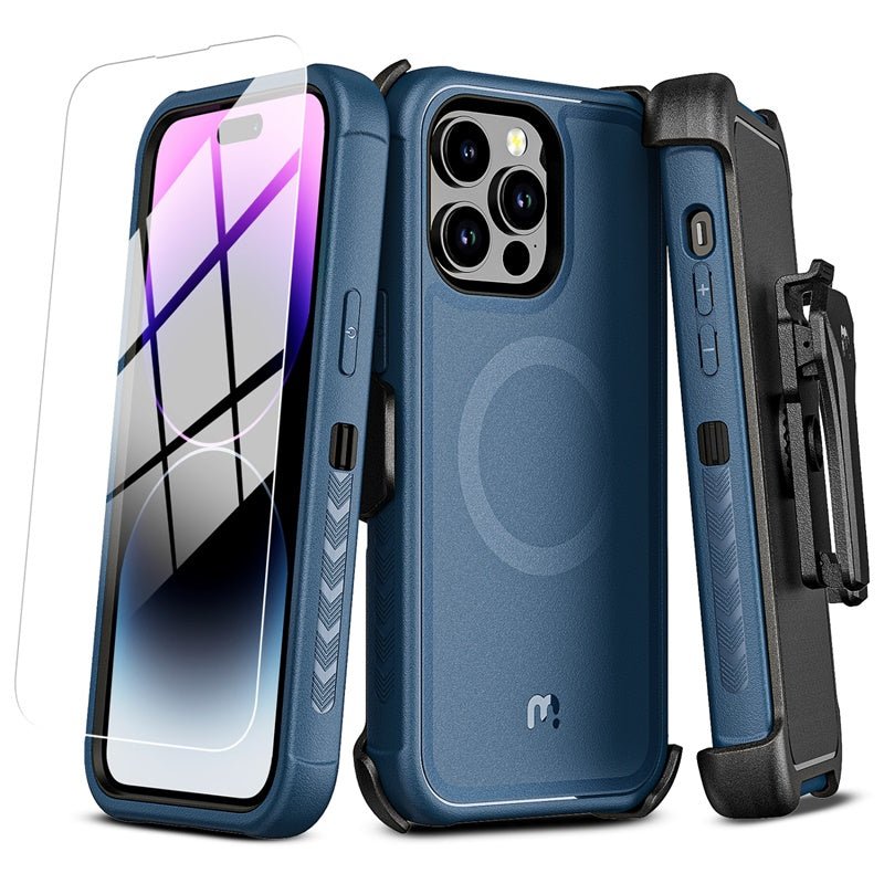 MyBat Pro Maverick Series MagSafe Case w/ Holster and Tempered Glass for Apple iPhone 14 Pro Max (6.7)iPhone 14 Pro Max