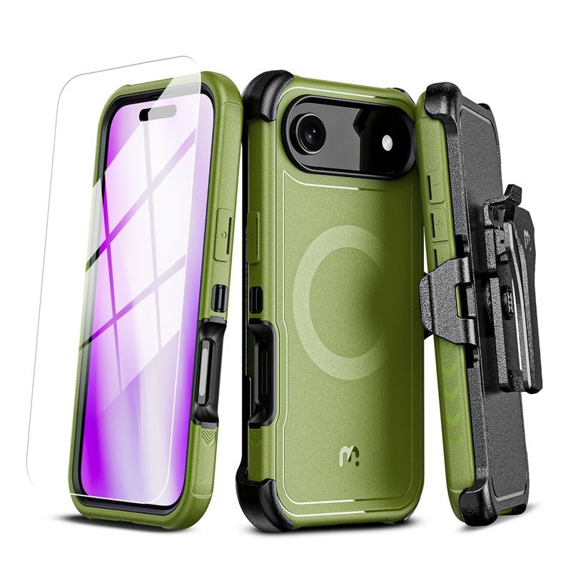 MyBat Pro Maverick Series MagSafe Case w/ Holster and Tempered Glass for Apple iPhone 17 AiriPhone 17 Air