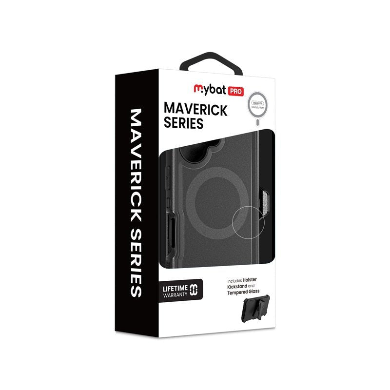 MyBat Pro Maverick Series MagSafe Case w/ Holster and Tempered Glass for Apple iPhone 17 - GreyMyBat Pro