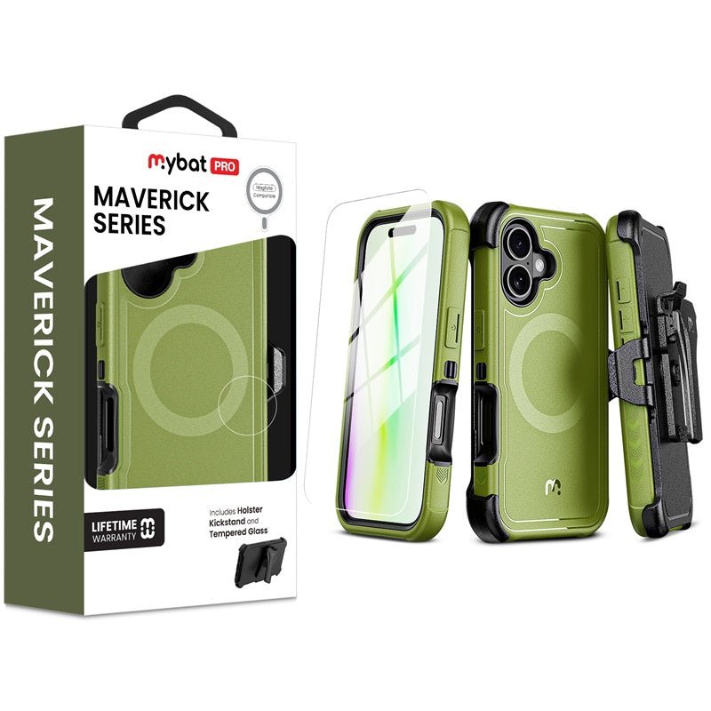 MyBat Pro Maverick Series MagSafe Case w/ Holster and Tempered Glass for Apple iPhone 17 - GreyMyBat Pro