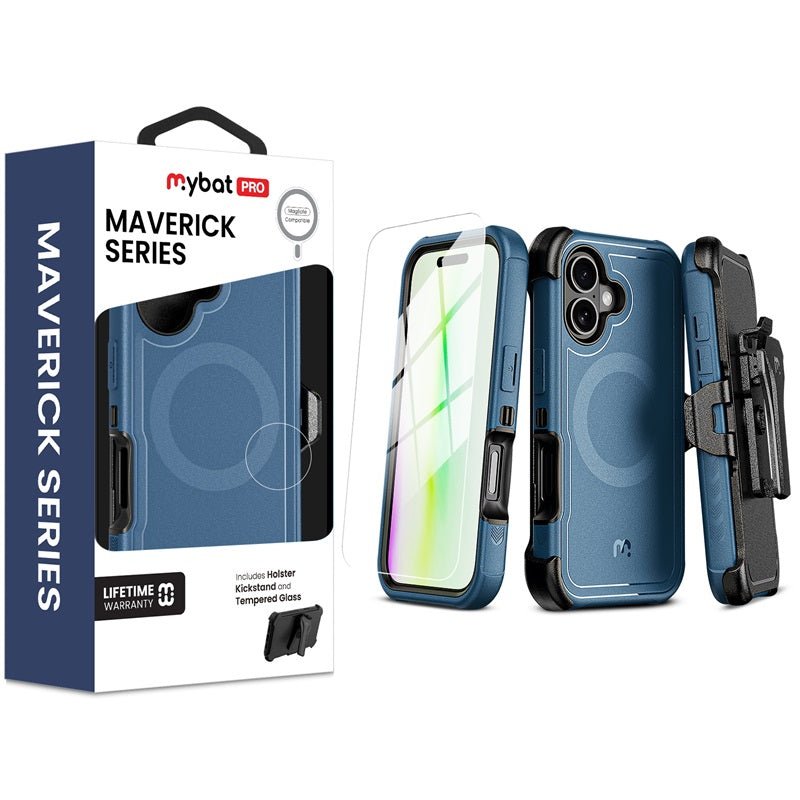 MyBat Pro Maverick Series MagSafe Case w/ Holster and Tempered Glass for Apple iPhone 17 - GreyMyBat Pro