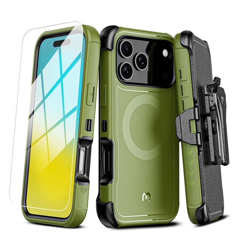 MyBat Pro Maverick Series MagSafe Case w/ Holster and Tempered Glass for Apple iPhone 17 Pro Max MyBat Pro Maverick Series MagSafe Case w/ Holster and Tempered Glass for Apple iPhone 17 Pro Max
