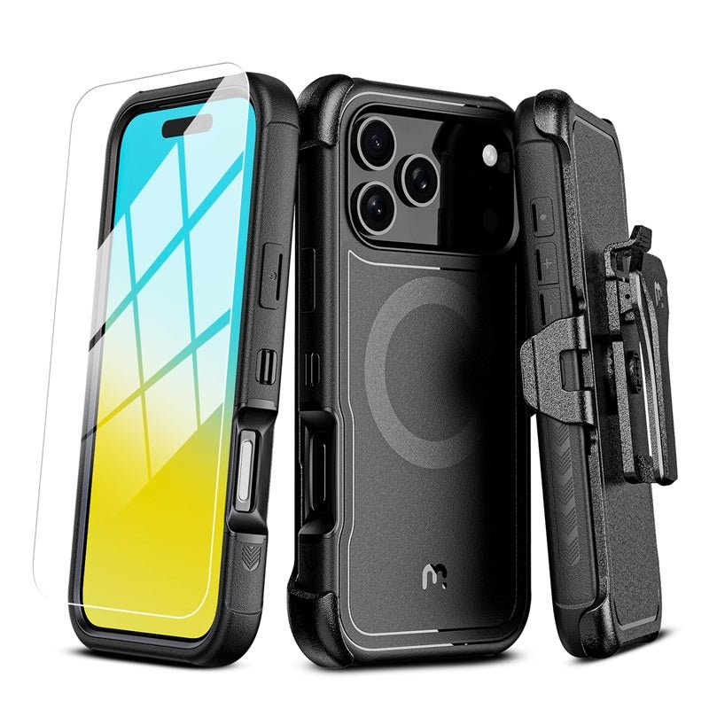 MyBat Pro Maverick Series MagSafe Case w/ Holster and Tempered Glass for Apple iPhone 17 Pro - PlumMyBat Pro
