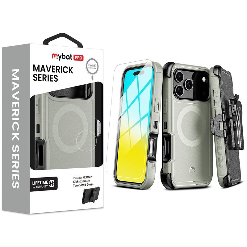 MyBat Pro Maverick Series MagSafe Case w/ Holster and Tempered Glass for Apple iPhone 17 Pro - PlumMyBat Pro