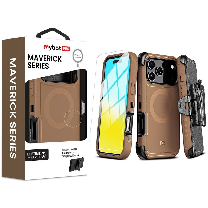 MyBat Pro Maverick Series MagSafe Case w/ Holster and Tempered Glass for Apple iPhone 17 Pro - PlumMyBat Pro