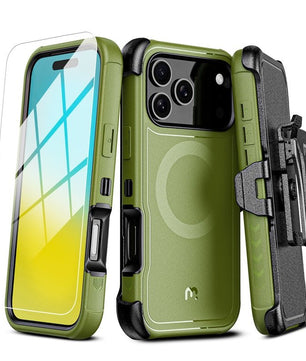 MyBat Pro Maverick Series MagSafe Case w/ Holster and Tempered Glass for Apple iPhone 17 ProiPhone 17 Pro