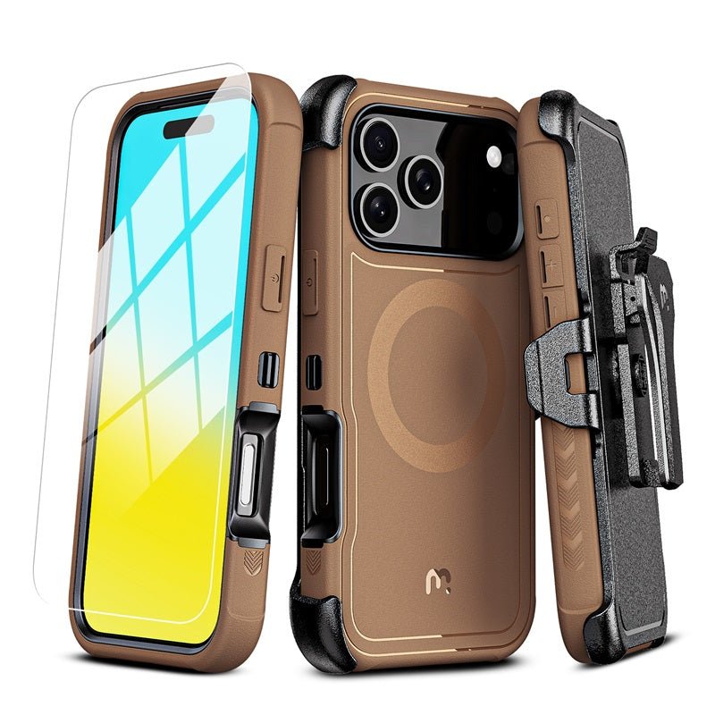 MyBat Pro Maverick Series MagSafe Case w/ Holster and Tempered Glass for Apple iPhone 17 Pro