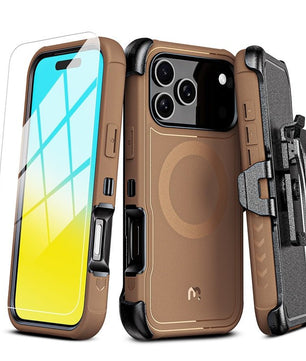 MyBat Pro Maverick Series MagSafe Case w/ Holster and Tempered Glass for Apple iPhone 17 ProiPhone 17 Pro