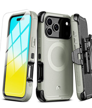 MyBat Pro Maverick Series MagSafe Case w/ Holster and Tempered Glass for Apple iPhone 17 ProiPhone 17 Pro