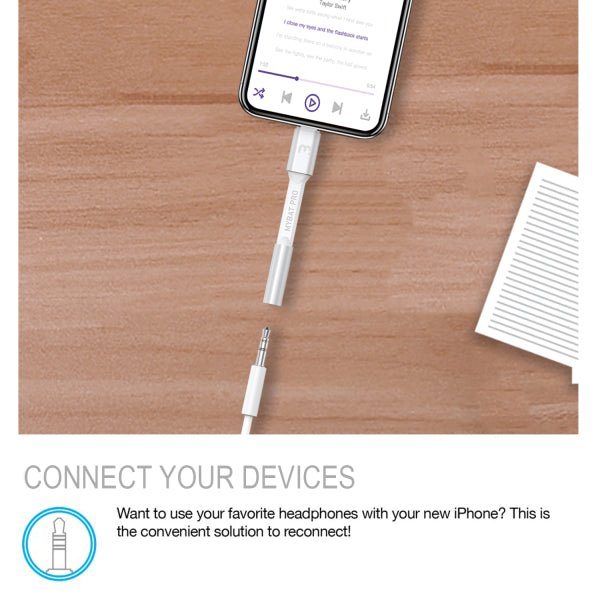 MyBat Pro MFi Lightning Connector to 3.5mm Adapter - WhiteMyBat Pro