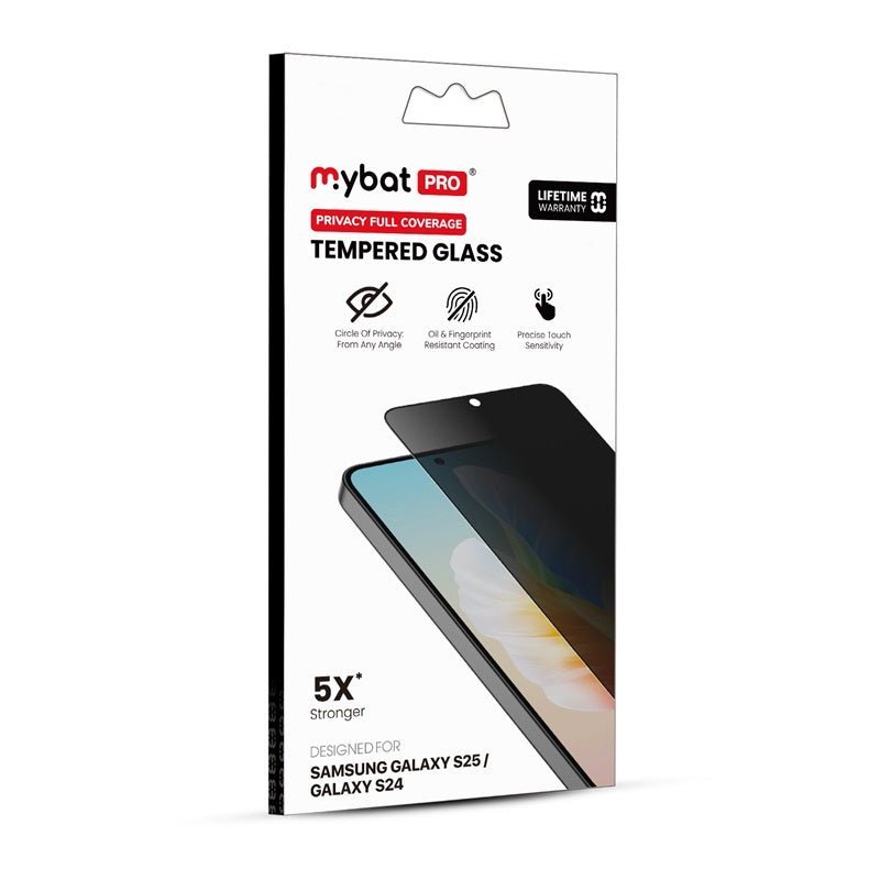 MyBat Pro Privacy Full Coverage Tempered Glass Screen Protector (Fingerprint Unlock) for Samsung Galaxy S25 / Galaxy S24MyBat Pro