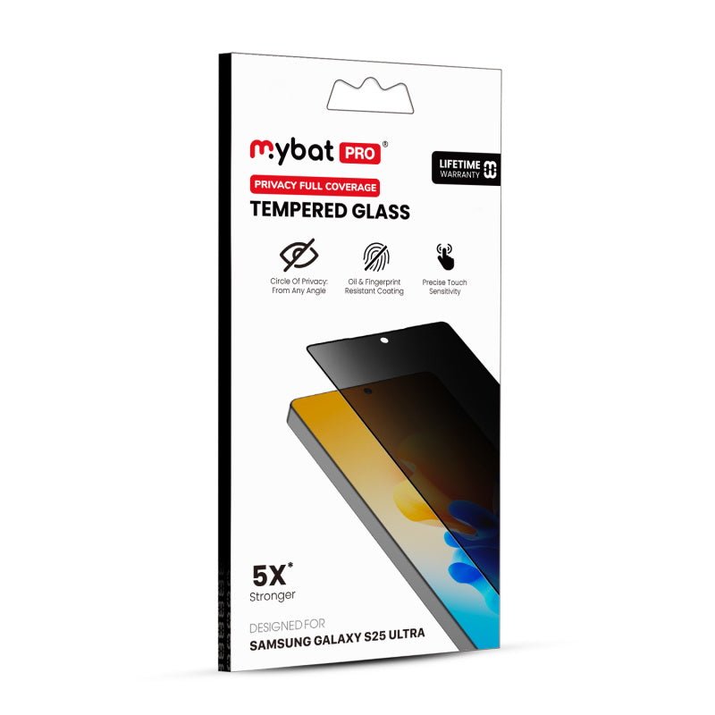 MyBat Pro Privacy Full Coverage Tempered Glass Screen Protector (Fingerprint Unlock) for Samsung Galaxy S25 Ultra - Black