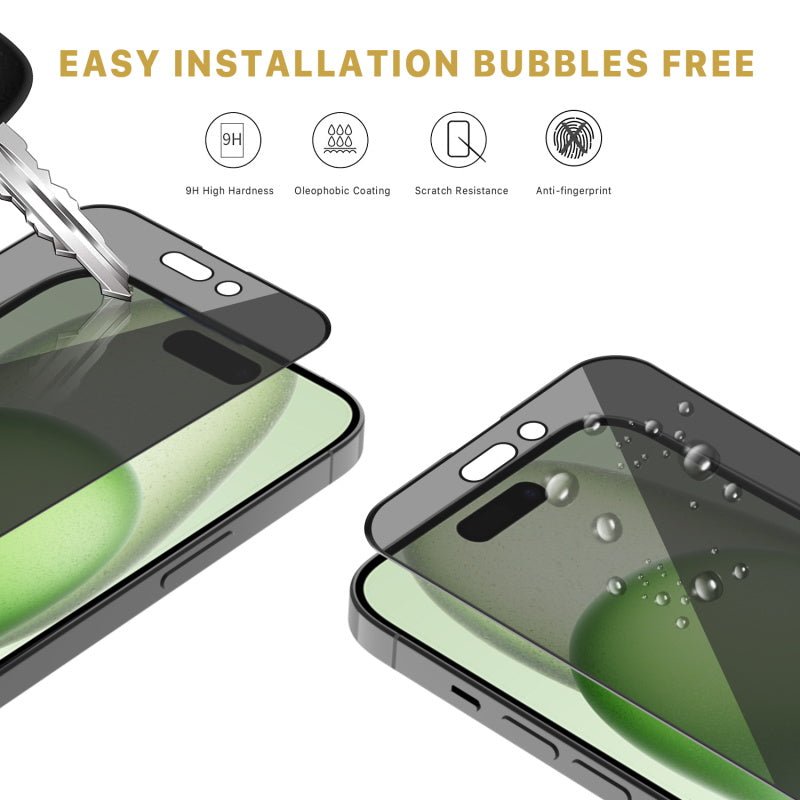 MyBat Pro Privacy Full Coverage Tempered Glass Screen Protector for Apple iPhone 15 Plus (6.7) - BlackMyBat Pro