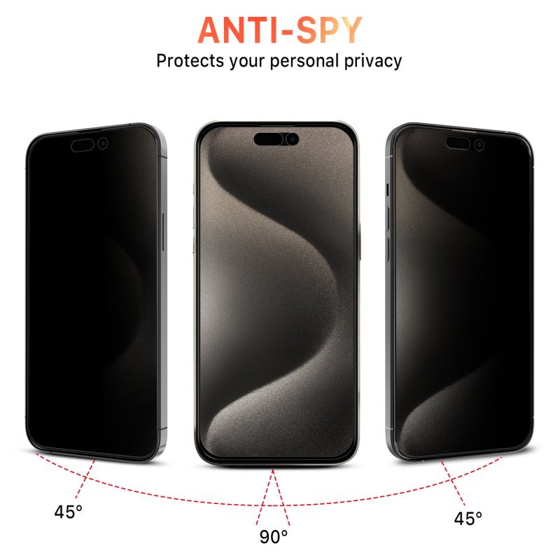 MyBat Pro Privacy Full Coverage Tempered Glass Screen Protector for Apple iPhone 15 Pro Max (6.7) - BlackiPhone 15 Pro Max