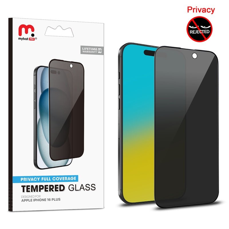 MyBat Pro Privacy Full Coverage Tempered Glass Screen Protector for Apple iPhone 16 PlusiPhone 16 Plus