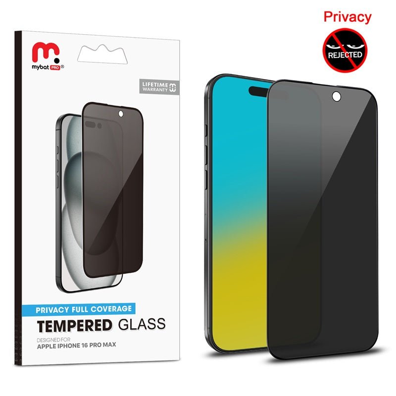 MyBat Pro Privacy Full Coverage Tempered Glass Screen Protector for Apple iPhone 16 Pro MaxiPhone 16 Pro Max