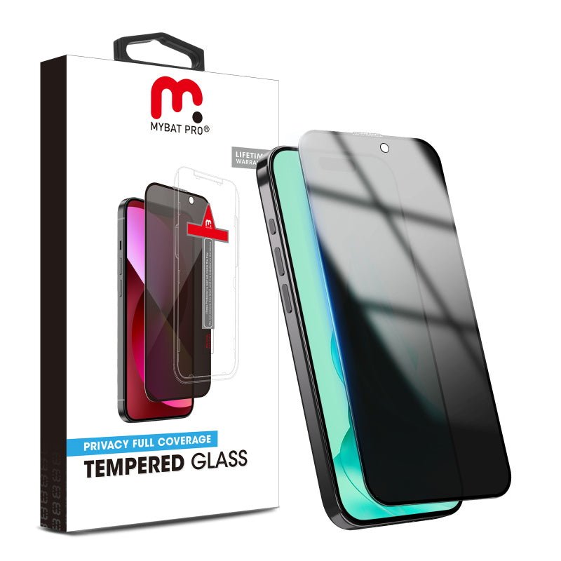 MyBat Pro Privacy Full Coverage Tempered Glass Screen Protector w/ Installation Tray for Apple iPhone 15 (6.1)iPhone 15