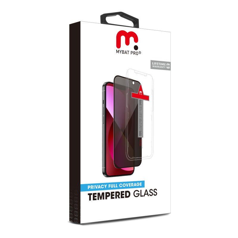 MyBat Pro Privacy Full Coverage Tempered Glass Screen Protector w/ Installation Tray for Apple iPhone 15 (6.1)iPhone 15