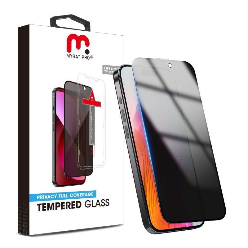 MyBat Pro Privacy Full Coverage Tempered Glass Screen Protector w/ Installation Tray for Apple iPhone 15 Plus (6.7)iPhone 15 Plus