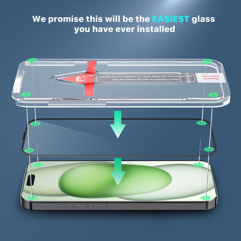 MyBat Pro QuickGuard Tempered Glass Screen Protector w/ Installation Tray for Apple iPhone 15 Plus (6.7) - BlackiPhone 15 Plus