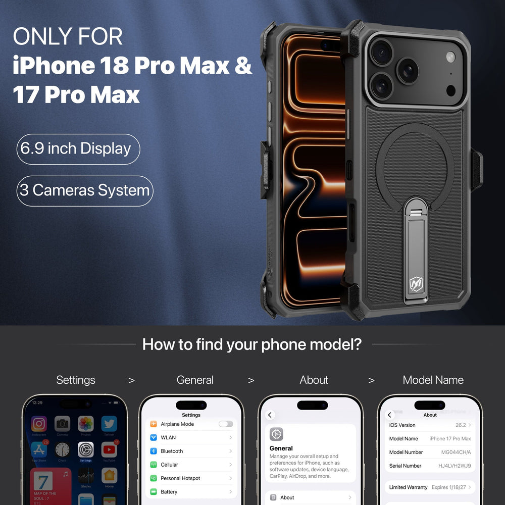 MyBat Pro Renegade Series Case with 360° Locking Kickstand and Holster for Apple iPhone 18 Pro Max / 17 Pro MaxMyBat Pro