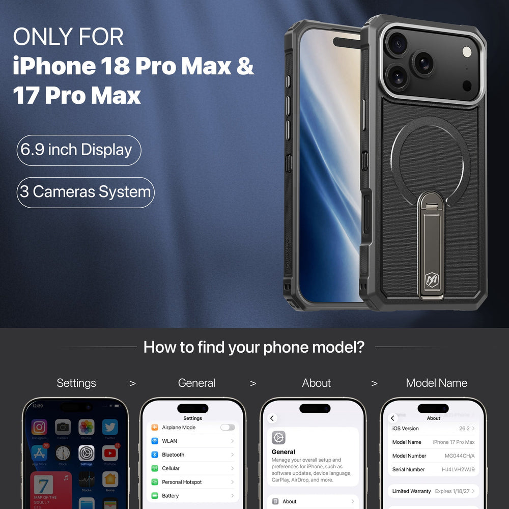 MyBat Pro Renegade Series Case with 360° Locking Kickstand for Apple iPhone 18 Pro Max / 17 Pro MaxMyBat Pro