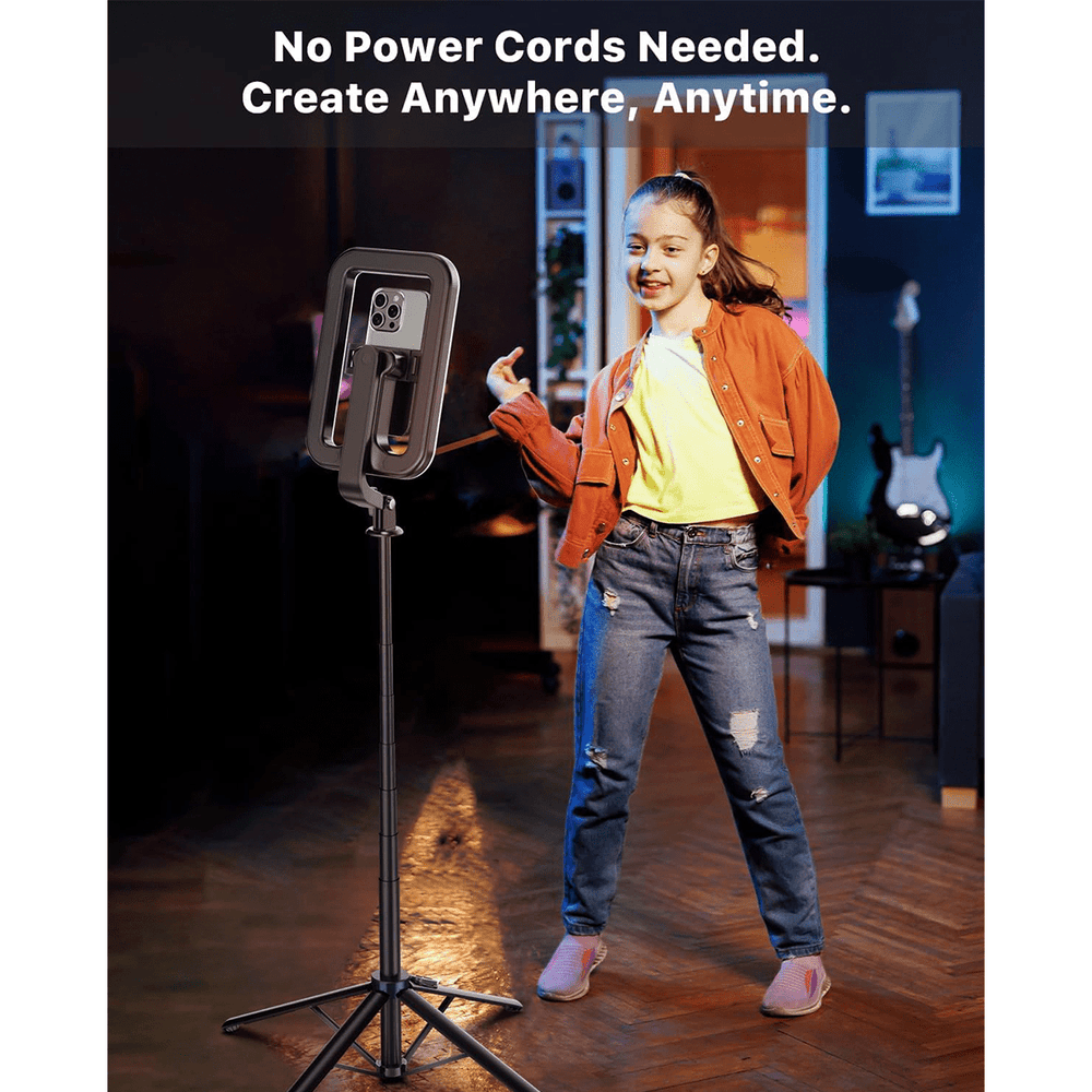 MyBat Pro Selfie Ring Light with 72" Tripod Stand - Extendable Selfie Stick with Light for Phone, Live Streaming, Makeup, Travel, Gaming, Video, Includes Phone Holder& USB - C Powered - 1 - Year WarrantyMyBat Pro