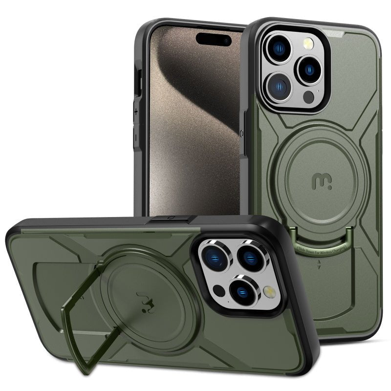 iPhone 15 Pro Max Case + Kickstand - MagSafe Phone Case - Stealth