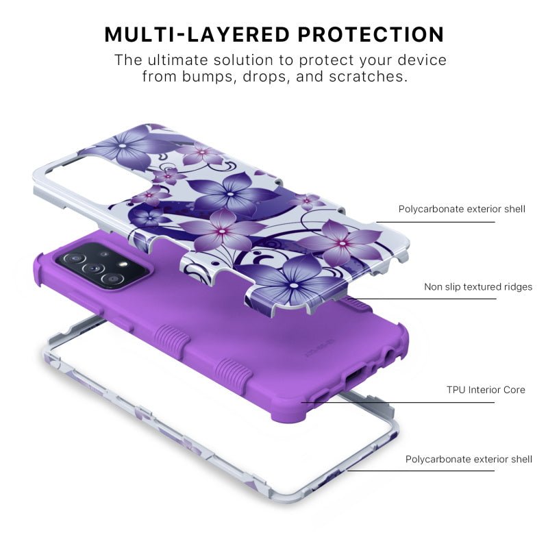 MyBat Pro Tuff Series Case for Samsung Galaxy A52 5G - Purple Hibiscus
