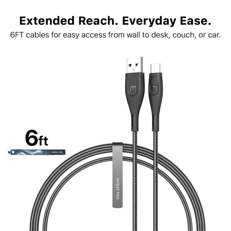 MyBat Pro USB - C Braided Charging Cable Bundle - 2 Pack - WhiteMyBat Pro