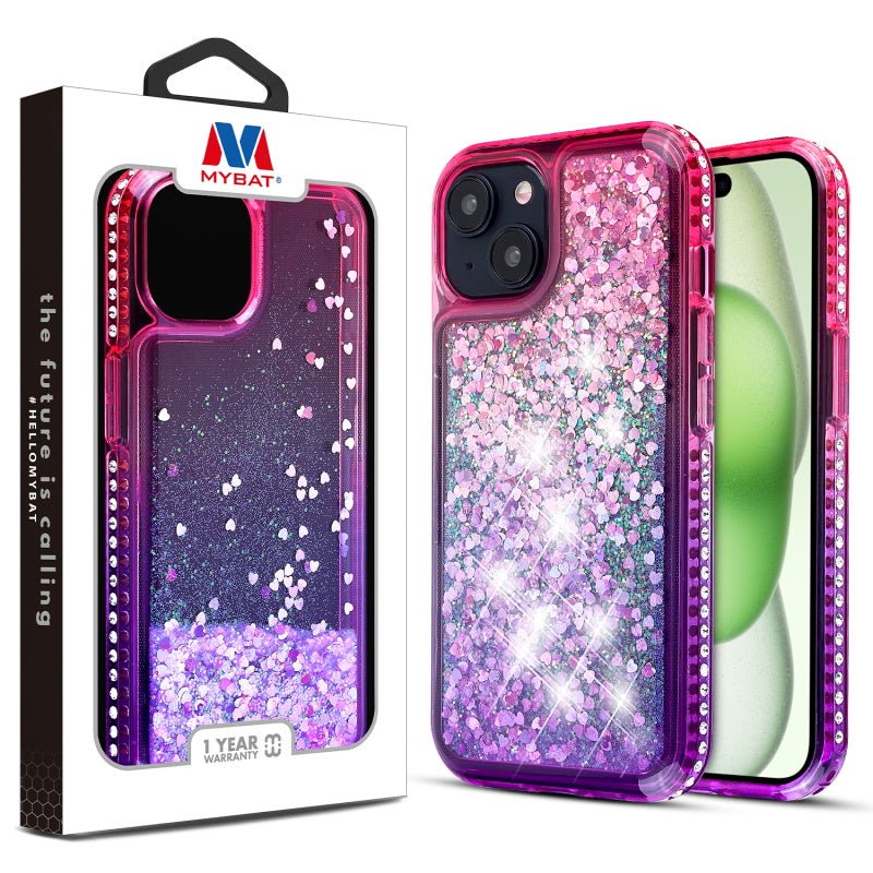 MyBat Quicksand Glitter with Diamonds Protector Cover for Apple iPhone 15 Plus (6.7)iPhone 15 Plus